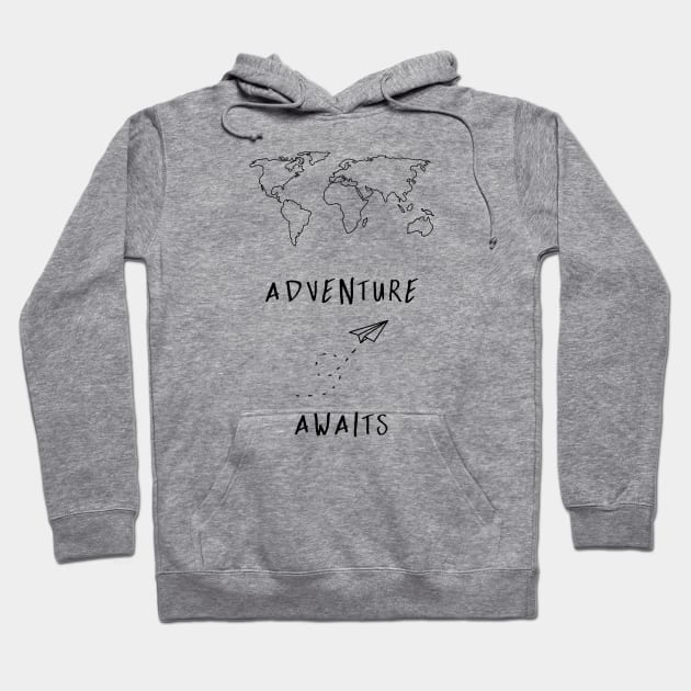 Adventure Awaits Map - Black Hoodie by Cascadia by Nature Magick